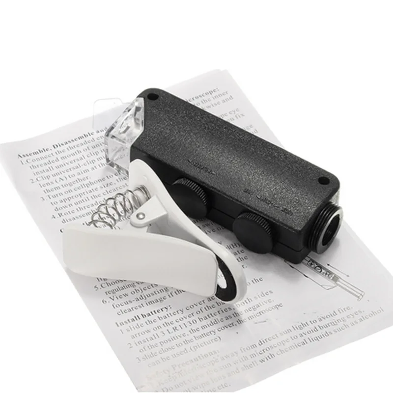 

60-100 раз светодиодное увеличительное стекло регулируемый фокус Карманный микроскоп портативный фотографический