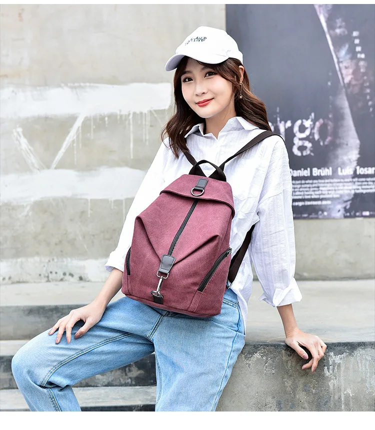 2019 Female High Quality Canvas Travel Backpack Small Waterproof Casual Women Rucksacks for Girls School Bags Shoulder Back Pack (16)