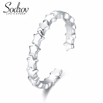 

SODROV 925 Sterling Silver Engagement Star Ring For Women Fine Wedding Jewelry R043