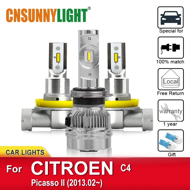 

CNSUNNYLIGHT Automobile LED Headlight Bulbs For CITROEN C4 Picasso II From 2013 Light Foglamp Bulb No Flicker Headlamp Car Lamps