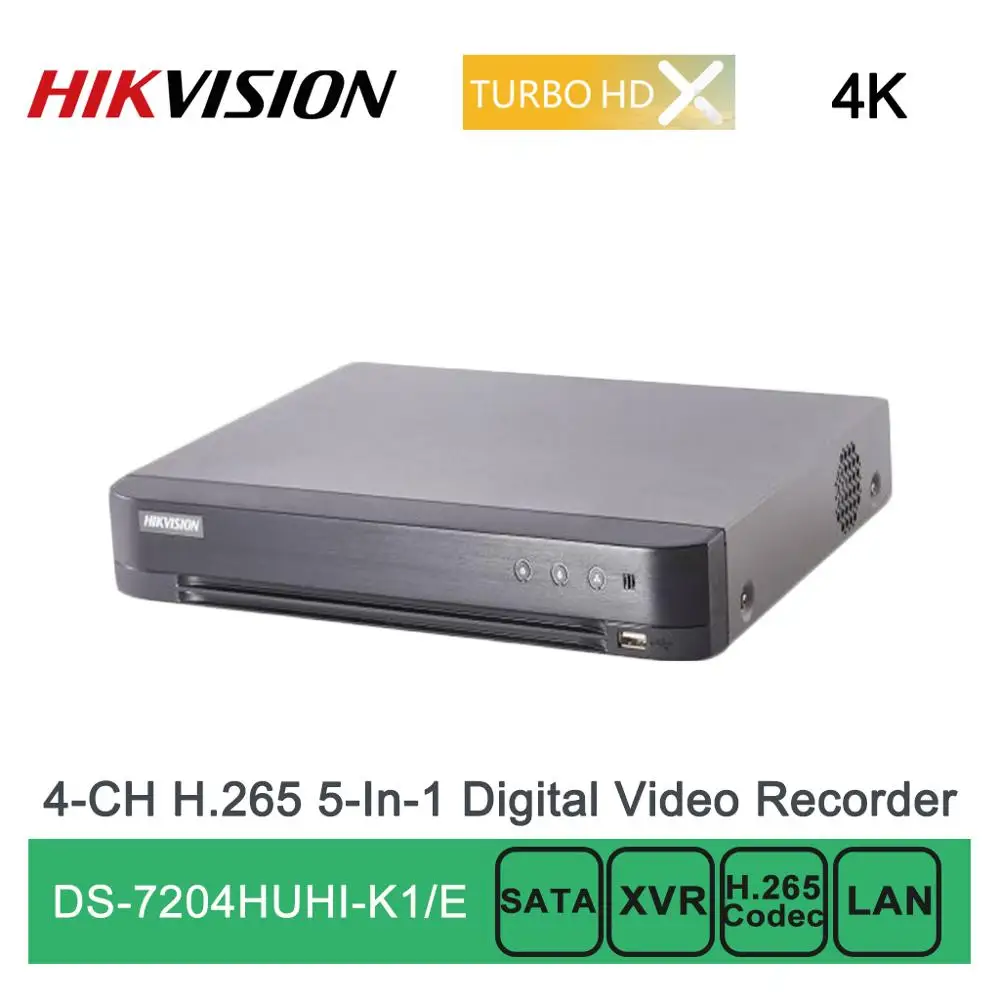 DS 7204HUHI K1/E оригинальный Hikvision 4 CH H.265 8MP 5 в 1 Turbo HD DVR AHD/CVI/CVBS/TVI/IP английское меню