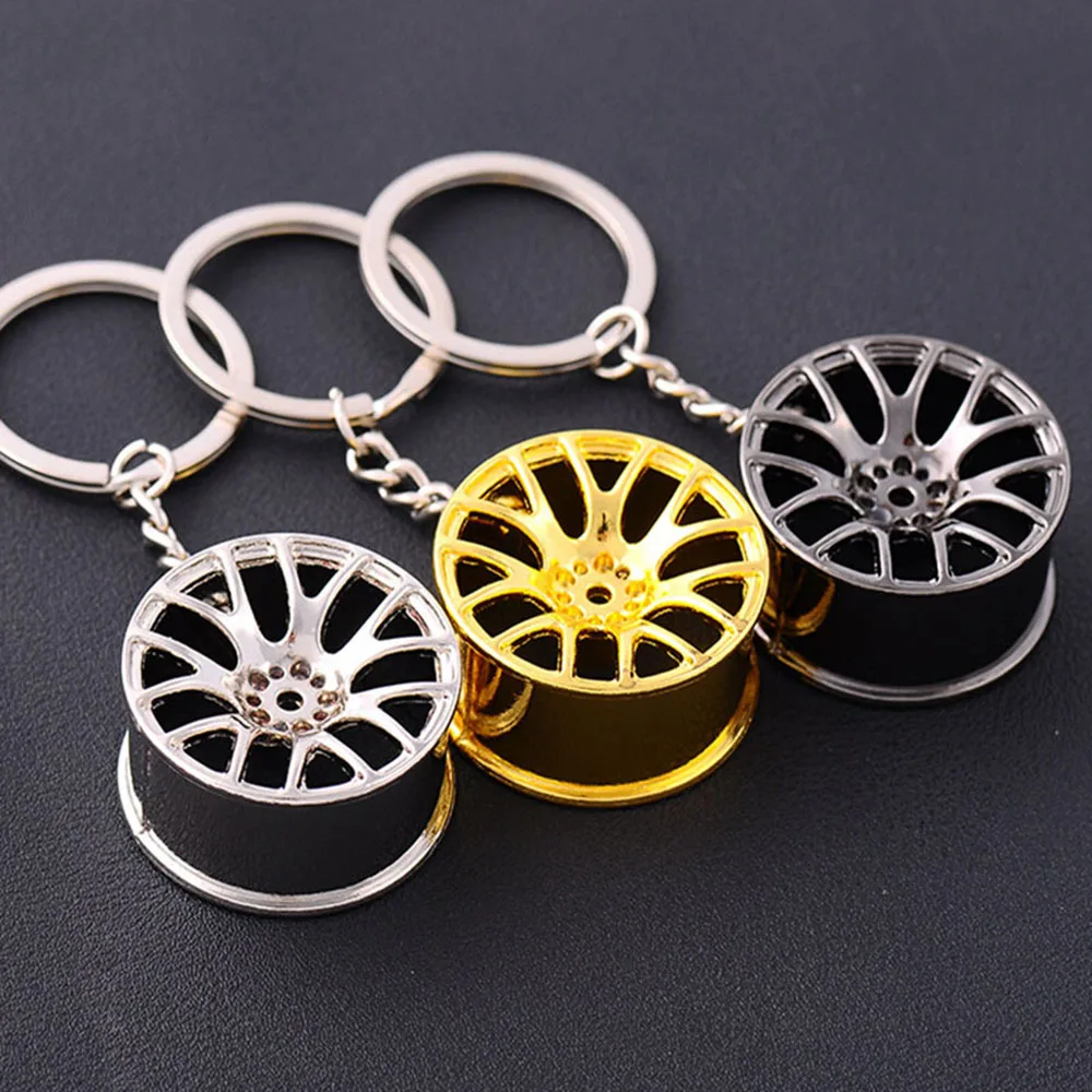 

Metal Keychain Car Key Chain Key Ring Creative Wheel Hub Chain Car Key Chain Car Wheel Rim Model