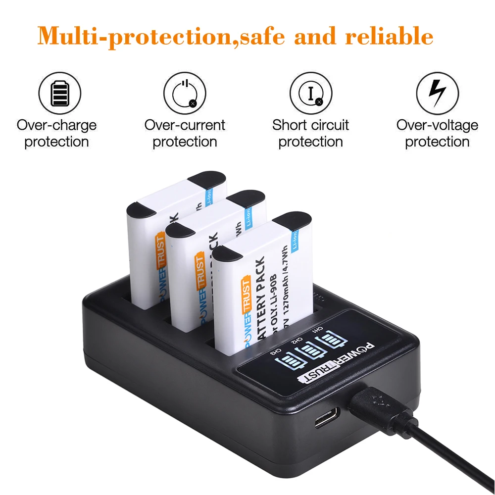 4x LI-90B LI 90B LI-92B Li90B Battery and Charger for Olympus Tough TG-6 TG-5 TG-Tracker SH-1 SH-2 SP-100 IHS Tough TG-1 TG-2