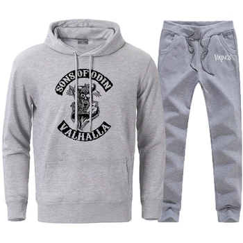 

Vikings Sons Of Odin Hoodies Sweatshirts Mens 2 Piece Tracksuits Male High Quality Fleece Hooded Pullover Casual Sweatpant Hoody