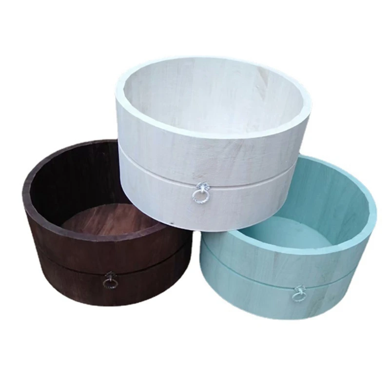  Baby Photography Props Wooden Basin Newborn Infants Pose Auxiliary Round Basket Photo Shooting Accessories | Мать - Цена: US $44.63 - 46.44