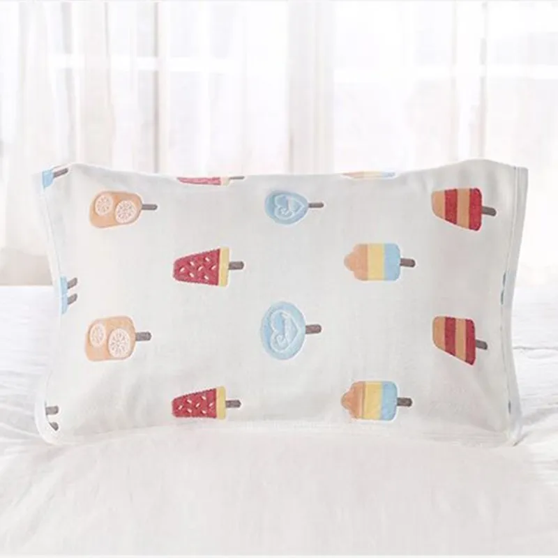 6-layer Gauze Infant Baby Pillow Case Pure Cotton Kids Boys Girls Pillowcase Breathable Children Pillow Cover 2 pieces 40*55cm