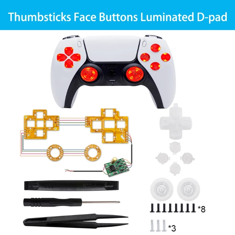 Multi-Colors Luminated D-pad 6 Colors Thumbsticks Face Buttons (DTF) LED Kit for PS5 Controller Touch Control | Электроника
