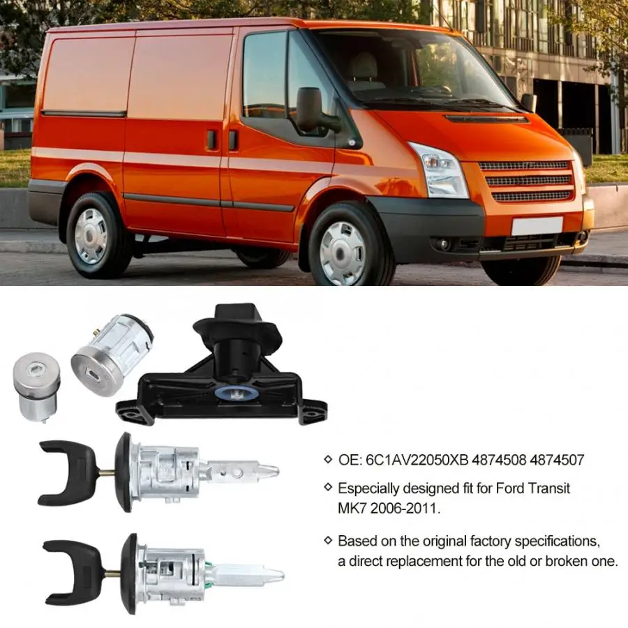 

car lock 7Pcs Complete Door Lock Set with Keys Fit for Ford Transit MK7 2006-2011 4874508 auto accessories