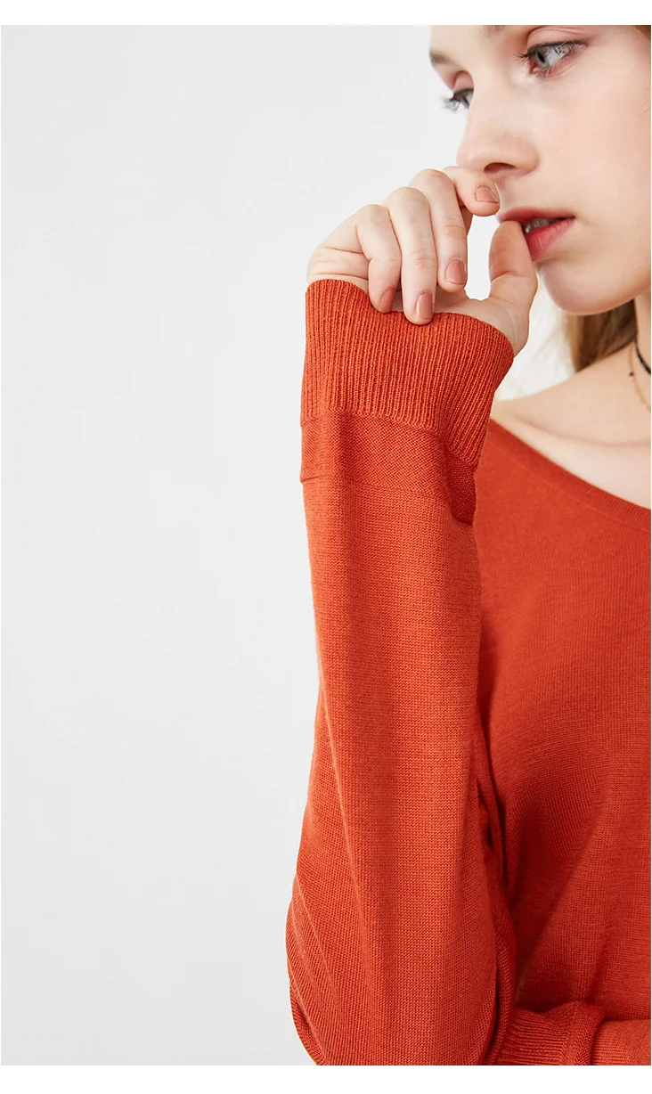 Отборный женский зимний свитер из шерсти с v-образным вырезом | 419124508