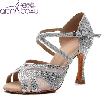 

Slip On Jazz Salsa Ballroom Latin Dance Shoes For Dancing Women Plus Size Newmen Buty Latino Heels Rhinestone 1025 Summer Sandal