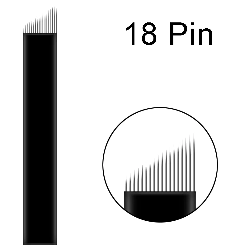 50 шт. 0,16 мм черные ламиновые микроблейдинг иглы u-образной формы 18 штифтов лезвия, иглы для татуажа Перманентный микроблейдинг ручка для вышивки - Габаритные размеры: 18pin