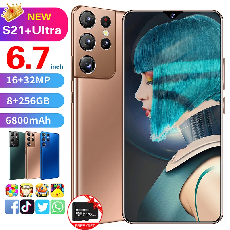 Hot Sale Global Version 6.7inch S21 Ultra HD Smartphone Android 10 Dual Sim 12GB+512GB Fingerprint Unlocked 4G/5G Cell Phone kingston 8gb ram