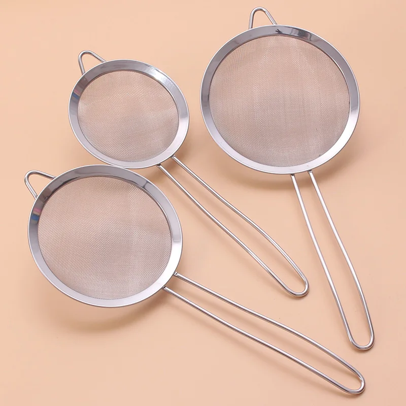 3pcs/set Stainless steel Wire Fine Mesh Oil Strainer Flour Colander Sieve Sifter Pastry Baking Tools kitchen accessories | Дом и сад