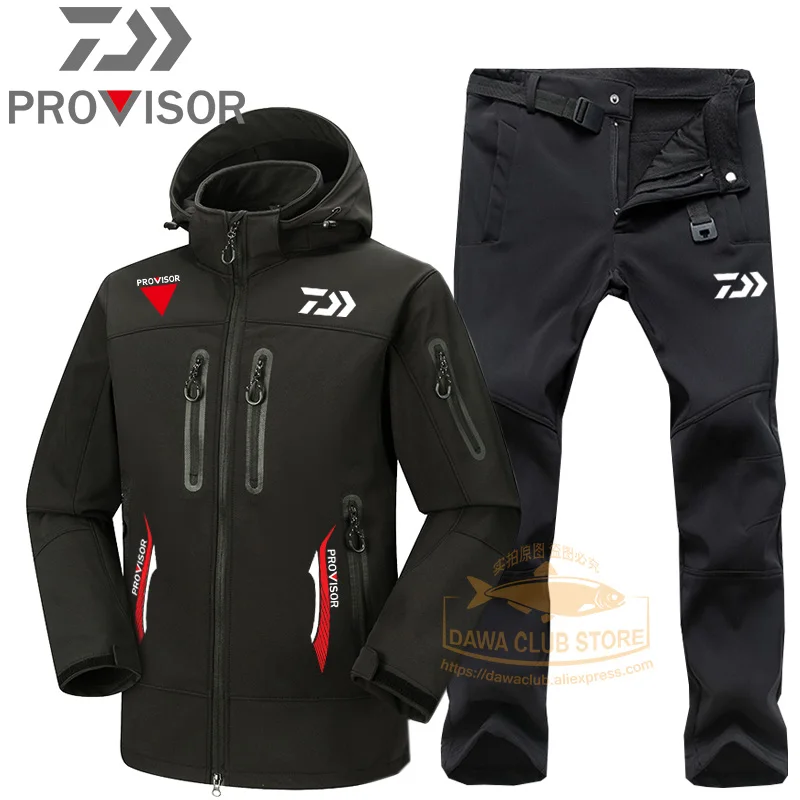 Dawa Fishing Jacket Men Winter Warm Pants Waterproof Outdoor Jacket DAIWA Hoodie Fishing Clothes Hik