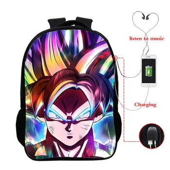 

Mochila 2020 16 Inch School Bag Waterproof 3d Anime Bookbag Usb Charging Dragon Ball Super Goku Anime Teenager Backpack Mochilas