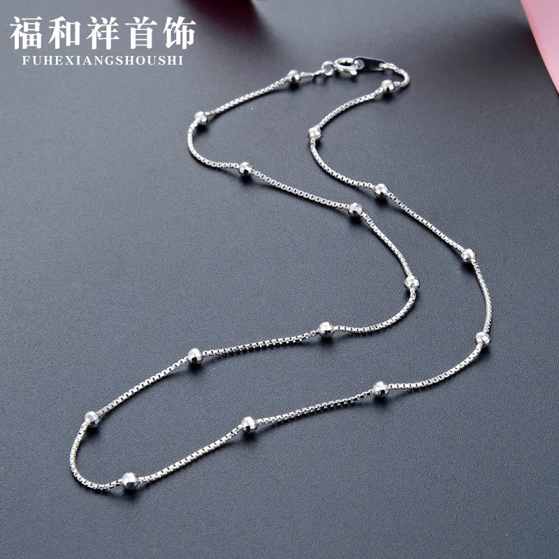 

Korean-style S925 Sterling Silver Necklace Women's 1.0 Octagonal Box Aberdeen Bag 3.0 lei she zhu Choker Accessories