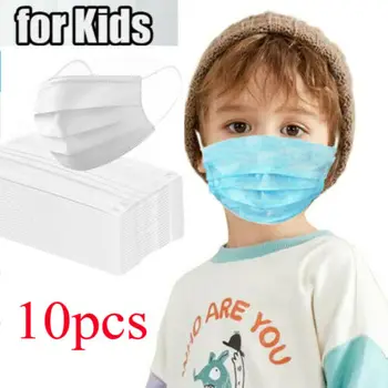 

10Pcs Kids Children Non-woven 3 Layer Protective Mask Face Mouth Protection Anti Saliva Splash Anti Dust Mask