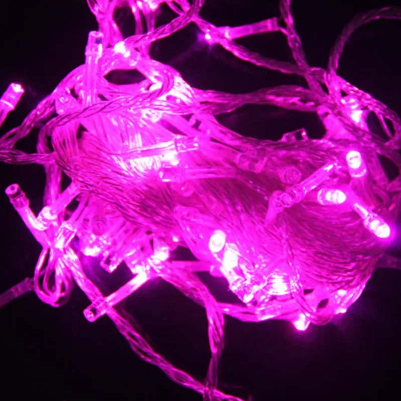 10M LED 110V 220V Colorful LED String Christmas Lights for New Year Party Wedding Decorations - Цвет: pink