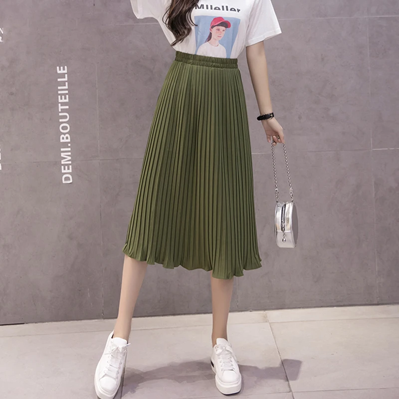 Женские шифоновые плиссированные юбки с высокой талией, женские S-XL Harajuku Faldas Mujer, Прямая поставка, 6 цветов, корейская мода, летняя юбка