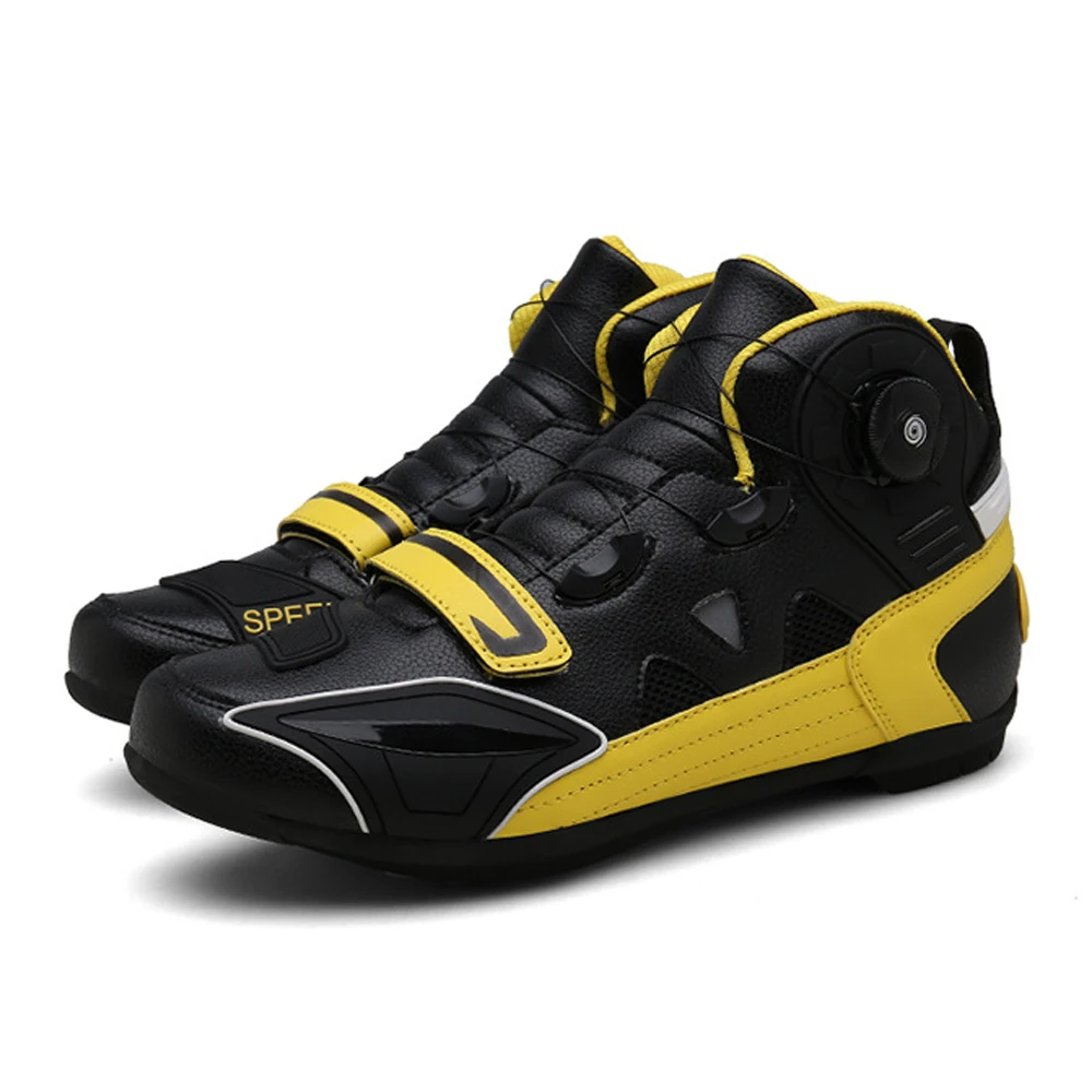Мужские ботинки в байкерском стиле; дышащие байкерские ботинки; Hombre; мотоботы; байкерские ботинки для верховой езды; прогулочные ботильоны - Цвет: S8899 Yellow