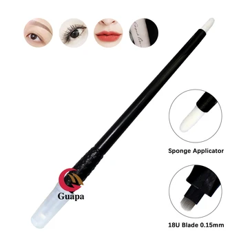 

18U Shape Disposable Microblading Pen with 0.15mm Needle Blades with Pigment Sponge Eyebrows Permanent Makeup Tools