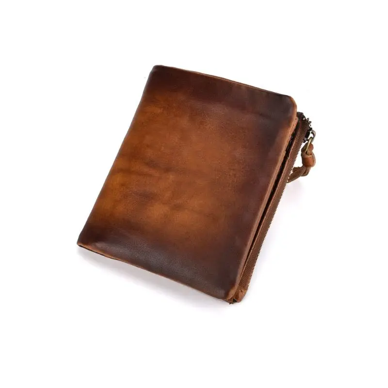 Мужской деловой кожаный короткий кошелек, карманный кредитный держатель для карт, двойной кошелек, винтажный