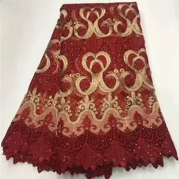 

Latest Red African Laces Fabrics Embroidered African French Lace Fabric Cheap African French Net tulle Lace Fabric HLL4590