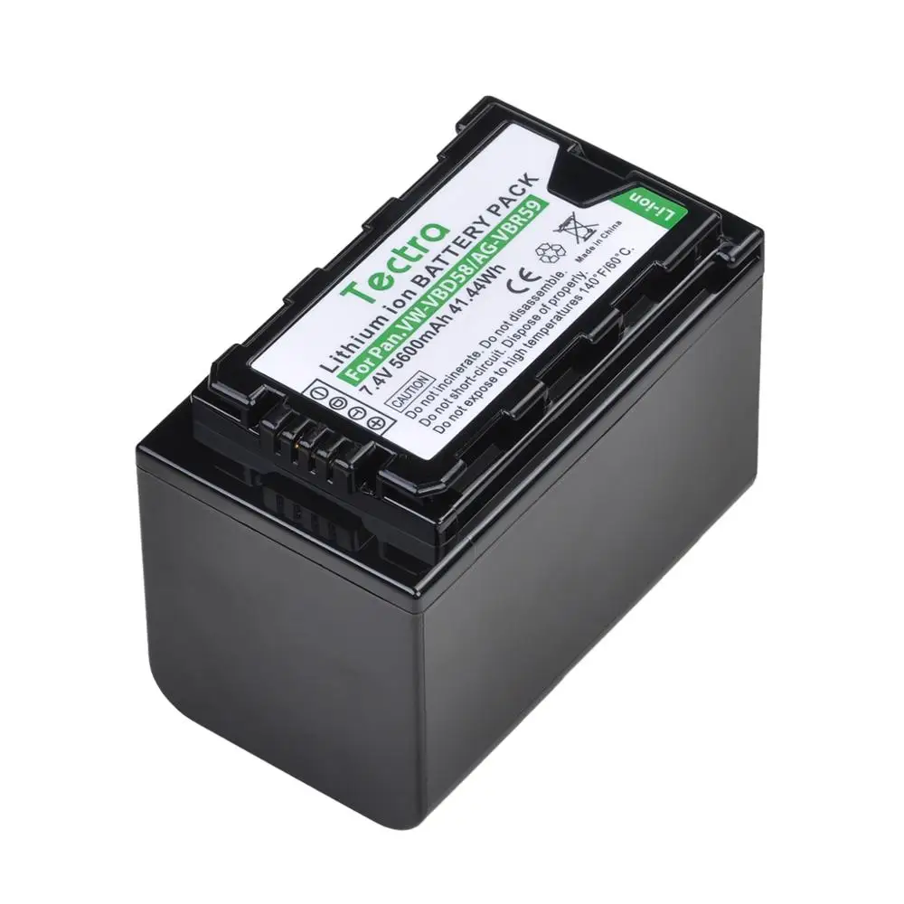 Bateria com Leds Indicadores de Alimentação para Panasonic Ag-vbr59 Aj-hpx260mc Hpx265mc Px270 Px285mc 5600mah Vw-vbd58 Vbd29 Vbd55 Vbd78 - Image 2