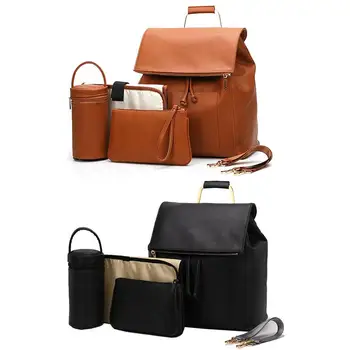 

High Quality PU Leather Fashion Mummy Maternity Diaper Nursing Bag Travel Backpack Designer Stroller Baby Care Nappy Backpack