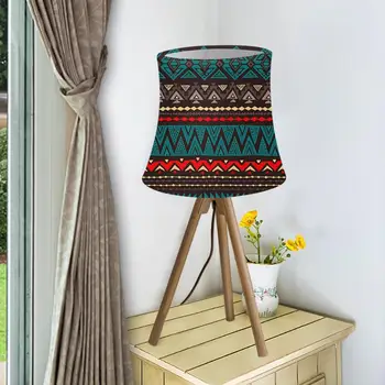 

Modern Lampshade Removeable Teal And Brown Aztec Pattern Elastic Cloth Lamp Cover Light Shade for Wall Home Decor Table Shades