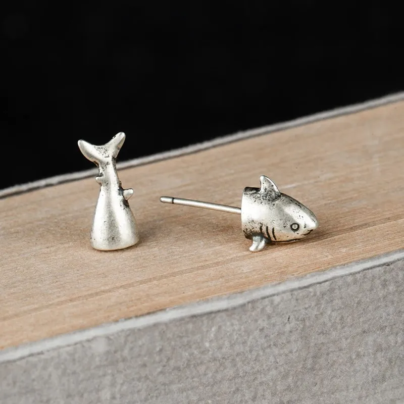 "La Mégalodon" silver earrings for men