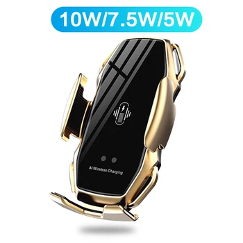 

Fast charge Qi Wireless charger Car Charger For iPhone XS X 8 Plus Smart Sensor Automatic Clamp Car Phone Charger For Xiaomi 9
