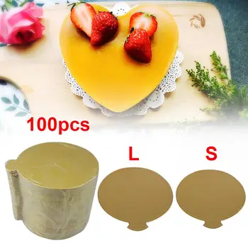 

100 pcs Mini Cake Boards Small Round Gold Mousse Cake Cardboard Set Cupcake Cake Base Dessert Displays Tray