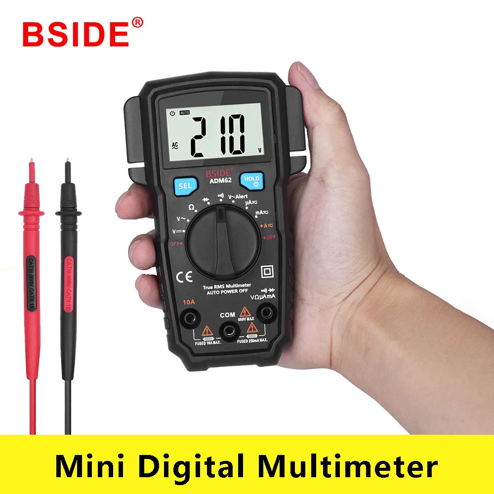 

BSIDE ADM62 True RMS Digital Multimeter Auto Range DMM Dual Slot TRMS Voltmeter Ammeter Ohmmeter Diode NCV Portable Multi Tester