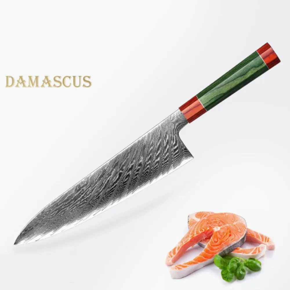 Поварские ножи накири 67 слоев японской дамасской стали дамасский нож шеф-повара 8 дюймов дамасский кухонный нож затвердевшая древесина