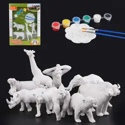 Детский новый стиль, ручная роспись, цветной рисунок, 4 упаковки, игрушка, пластиковая модель животного, оптовая продажа, развивающие