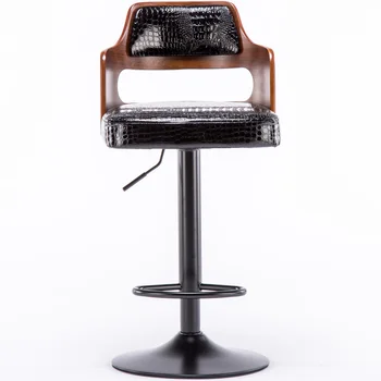 

European Bar Table Chair Lift Rotating Light Luxury Bar Chair Wrought Iron American High Back Chair Home Simple Stool