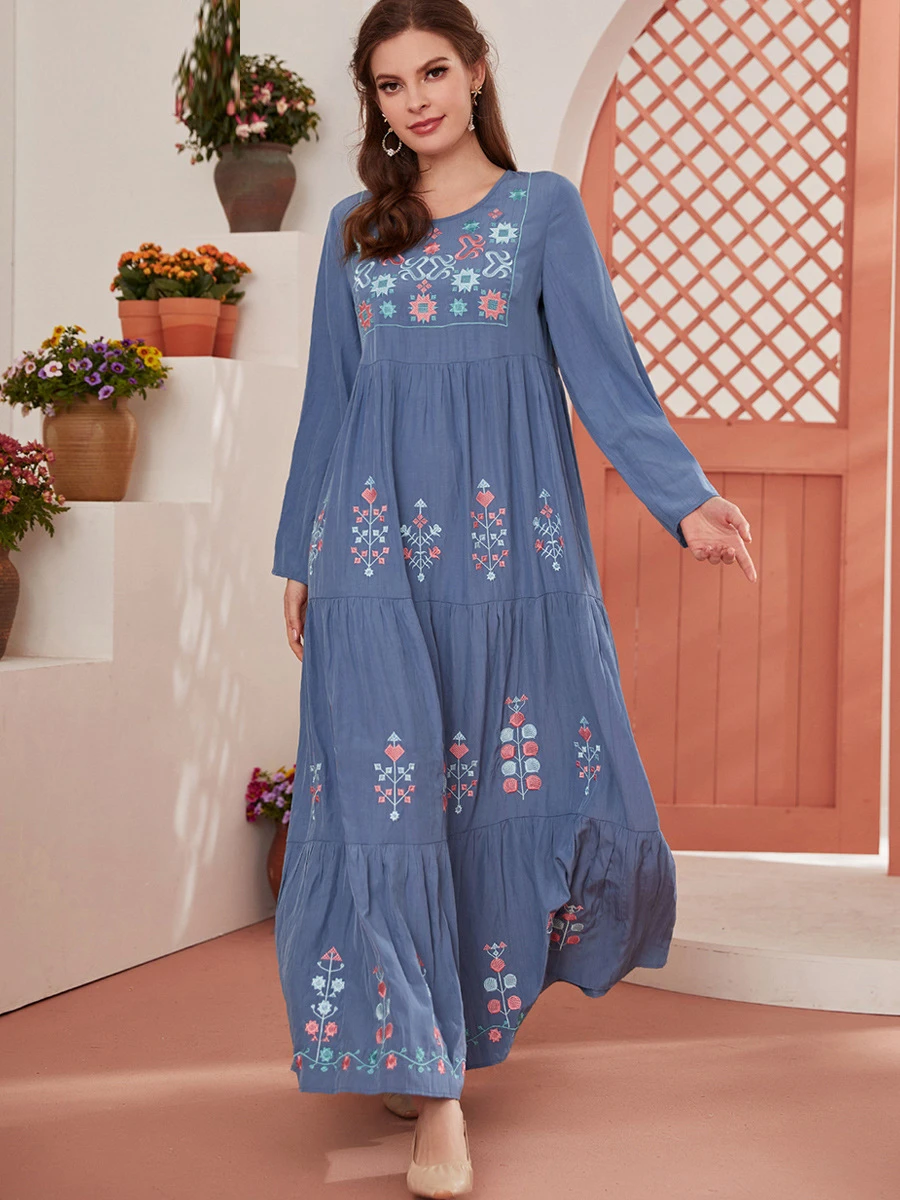 Ramadan Robe Longue Abaya Dubai Turkey Islam Muslim Fashion Blue Dress Long  Dresses Abayas For Women Vestidos Caftan Marocain|Islamic Clothing| -  AliExpress