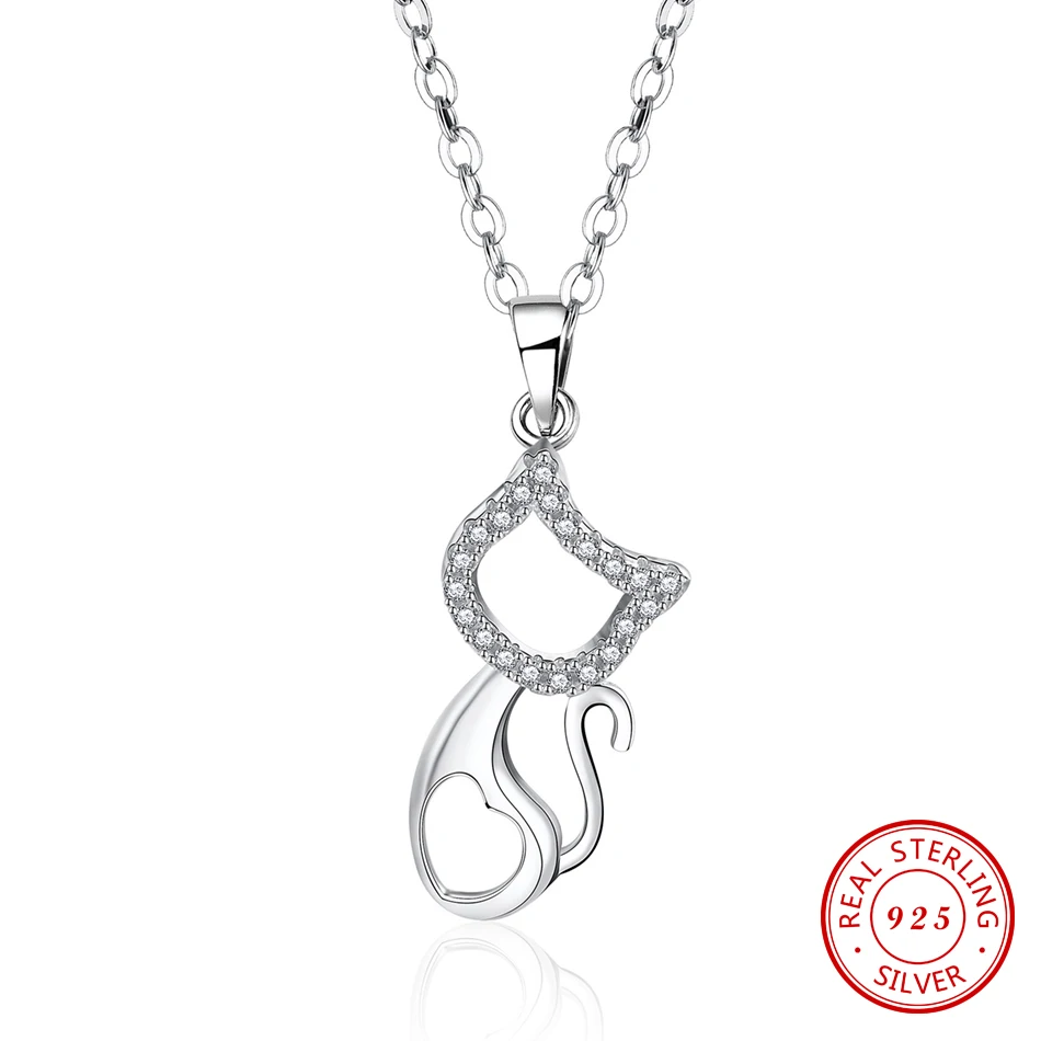 

Classic 925 Sterling Silver Choker Necklace for Women Girls Cute Hollow Cat Zircon Charm Necklaces Fine Jewelry Wholesale NS007