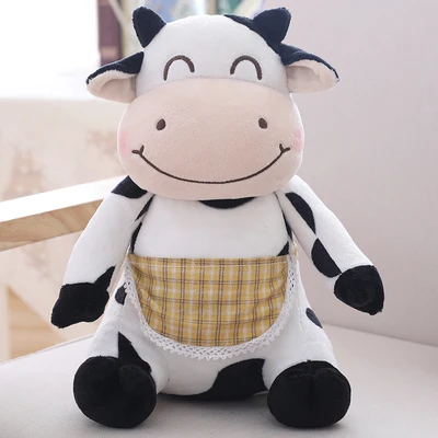 30 Cm Cute Children's Toy Cow Doll Plush Toy Cartoon Apron Cow Cloth Baby Pillow Sleeping Pillow Boys And Girls Christmas Gifts