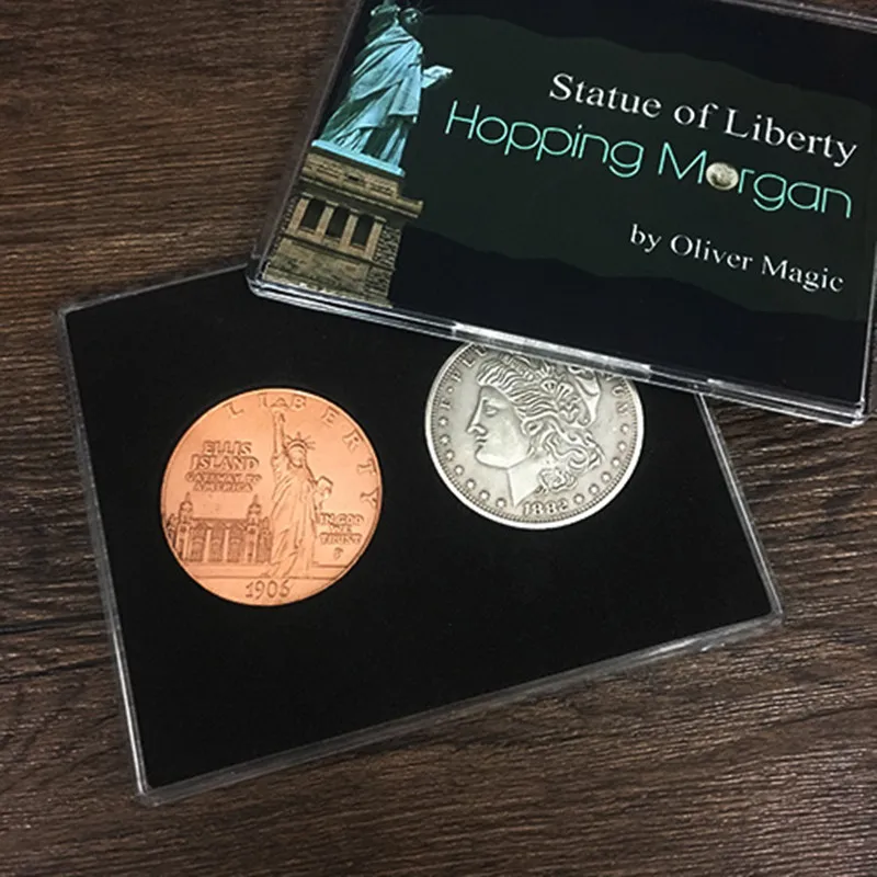Hopping Morgan (Statue of Liberty) by Oliver Magic Jumping Morgan Coins Magic Tricks Gimmick Illusions Close up Magic Props Fun