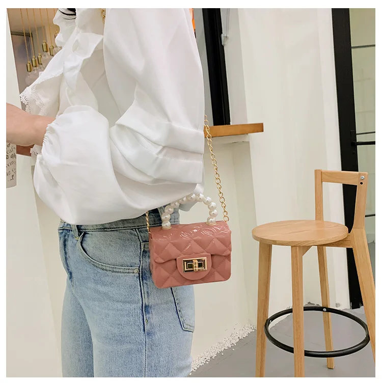 Dikaril Women Mini Handbag New Elegant Shoulder Messenger Portable Chain Bag Girl Cute Bag Pearl Crossbody Rhombus Small Bags
