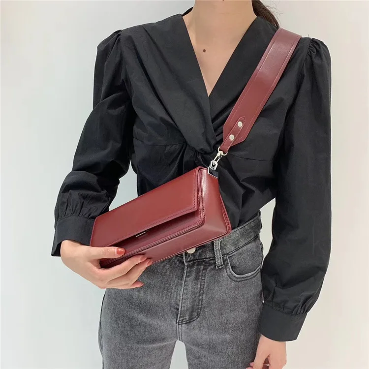 

Female Wide Strap Casual Portable Single-shoulder Bag PU Leather Phone Coin Bag new trend Handbag Crossbody Messenger Bag