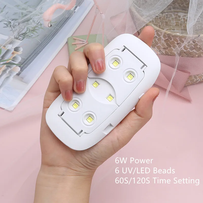 Portable Nail Dryer 6W UV LED Nail Lamp Manicure Apparatus For Gel Nail Polish Nail Art Lamp For Drying Nails Home Use 2