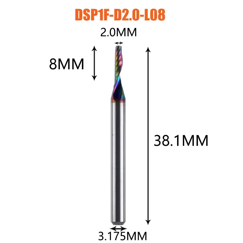 1pc AAAAA Single Flute Carbide Spiral End Mill 3.175,4,5,6mm Aluminum Milling Cutter Engraving Woodworking Acrylic DLC Coating image 13