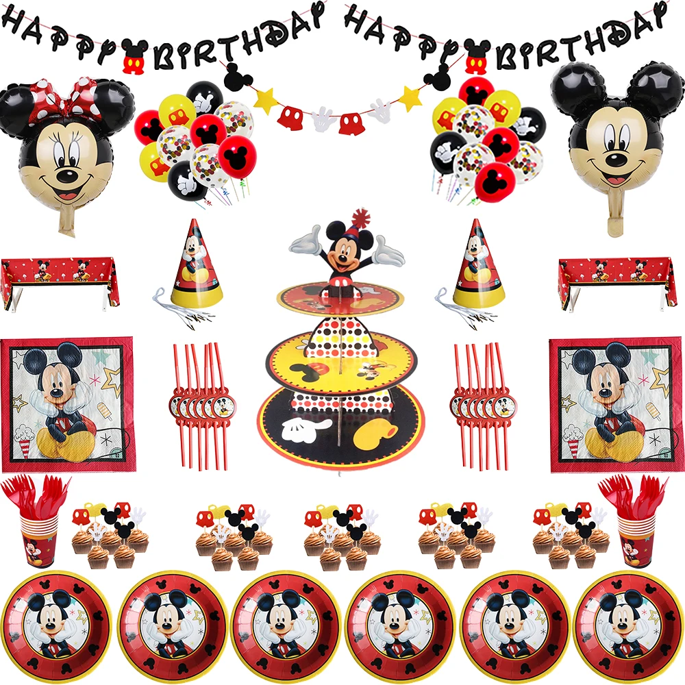 PROD 1005001639428867 77pcs/lot Mickey mouse anniversaire birthday
Supplie Disposable tableware boy or girl Birthday party Balloon
decoration Package