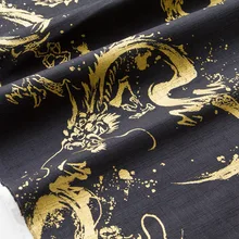 Полметра японские Добби хлопчатобумажные ткани кимоно Ткань Швейные стеганые ткани ткань золотой металлик Дракон C