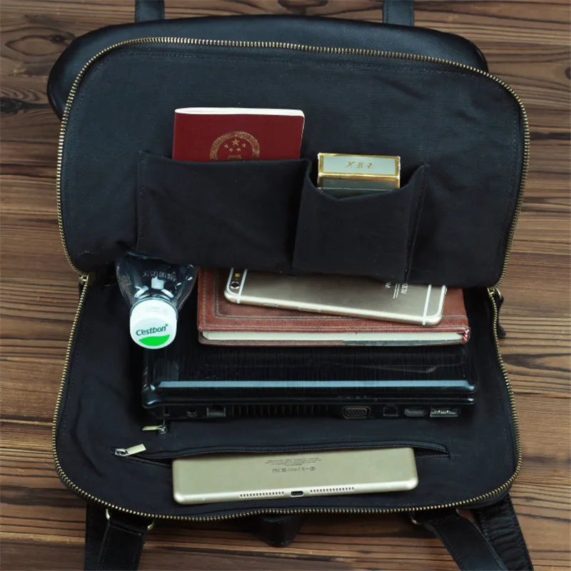 Nesitu Высокое качество большой емкости черный наппа из натуральной кожи 15,6 ''ноутбук женские и мужские рюкзаки мужские дорожные сумки M006