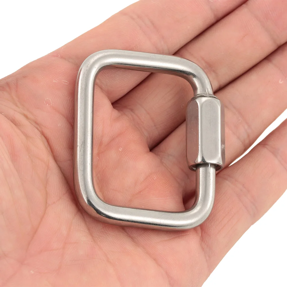 

Outdoor Stainless Steel Square Quick Link Locking Carabiner Hanging Hook Buckle for Paraglider Delta Wing Outdoor Camping Hiking