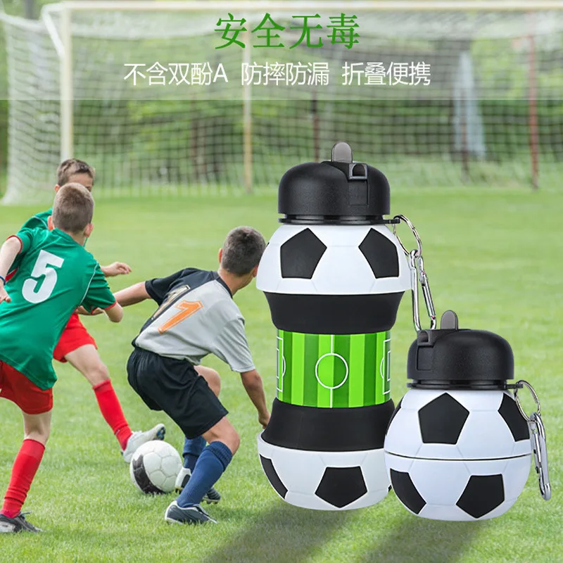 Креативная пластиковая футбольная спортивная бутылка для воды с соломинкой
